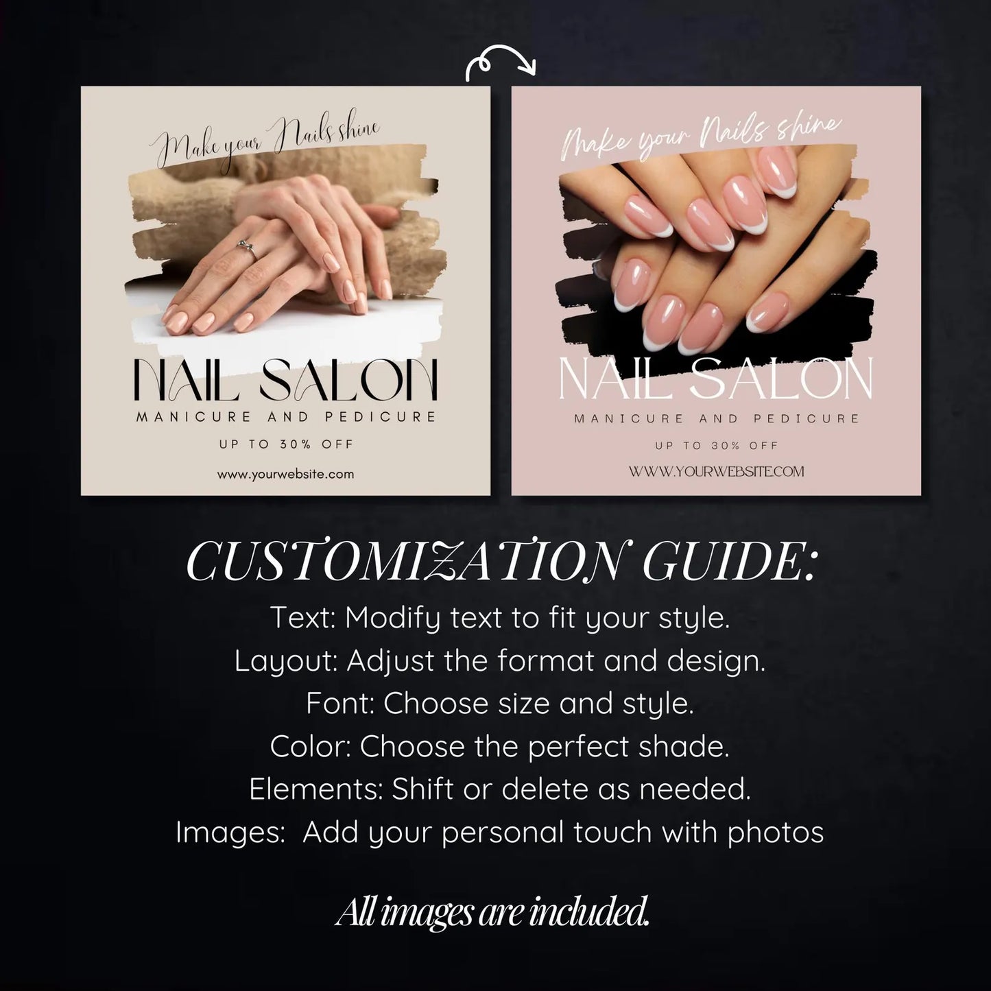 Mega Pack de Plantillas para Manicuristas (Editable en Canva)