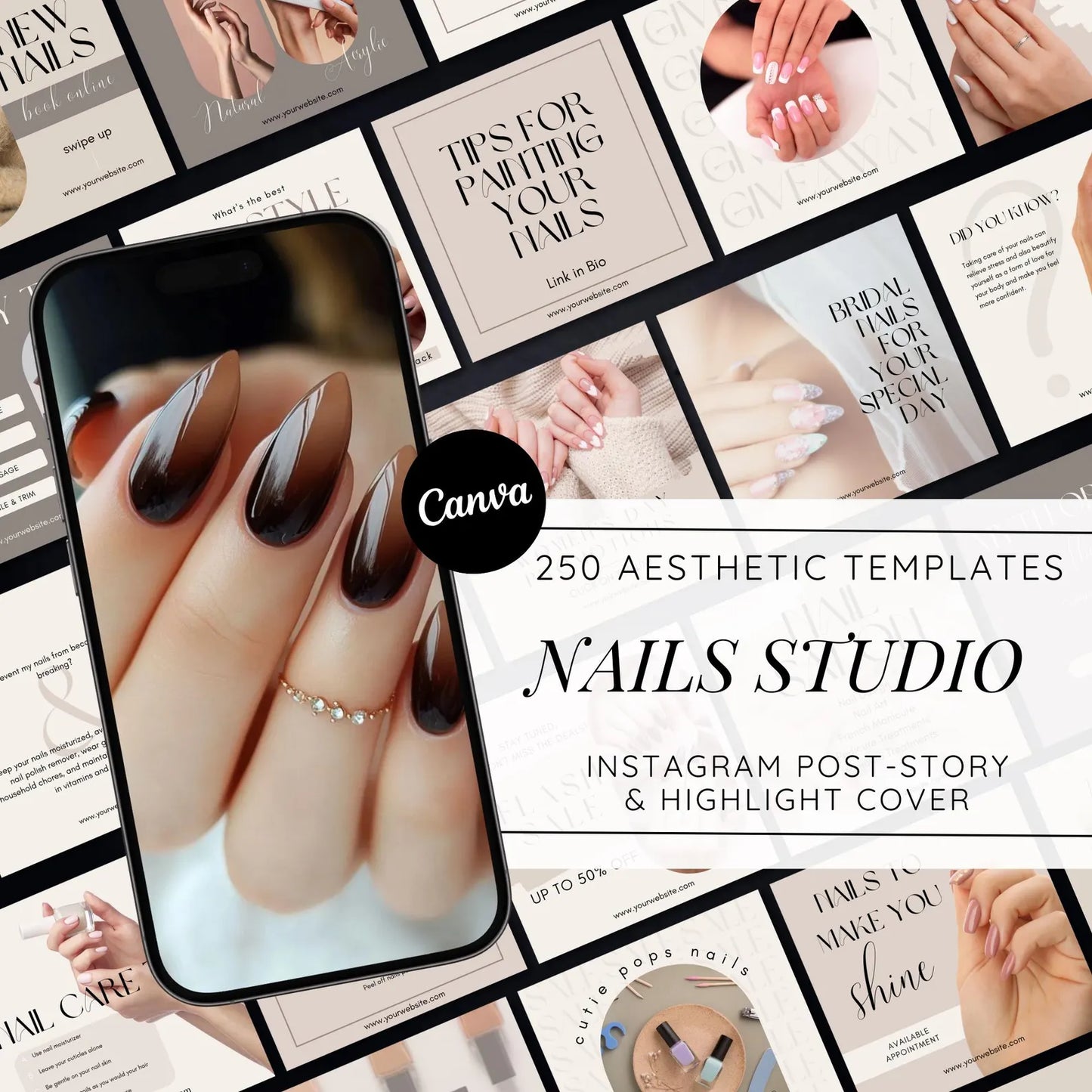 Mega Pack de Plantillas para Manicuristas (Editable en Canva)