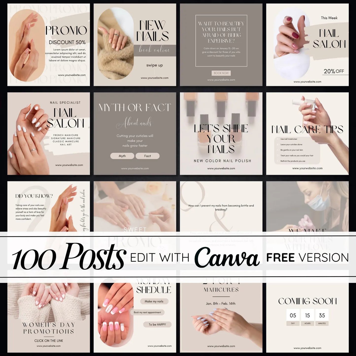 Mega Pack de Plantillas para Manicuristas (Editable en Canva)
