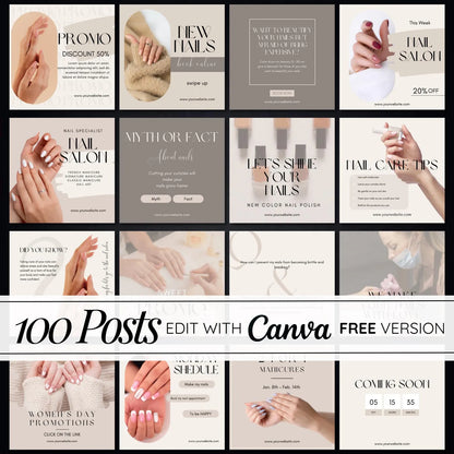 Mega Pack de Plantillas para Manicuristas (Editable en Canva)