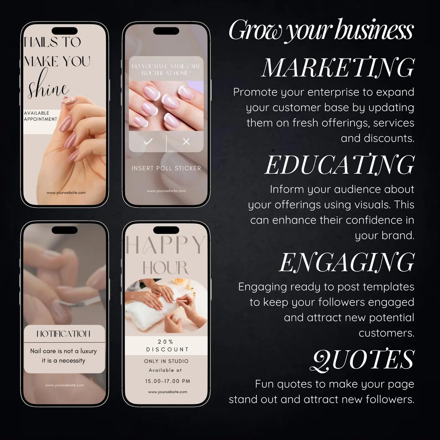 Mega Pack de Plantillas para Manicuristas (Editable en Canva)